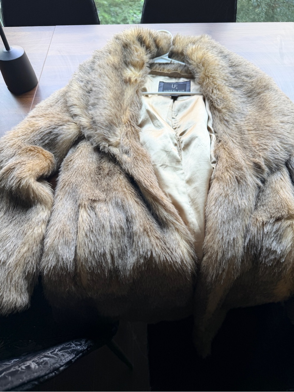 Unreal Fur Teddy Jacket in Tan Brown with Cream Lining